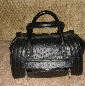 Mark. (Size M) Black Faux Leather Ostrich Textured Double Handle Tote Bag
